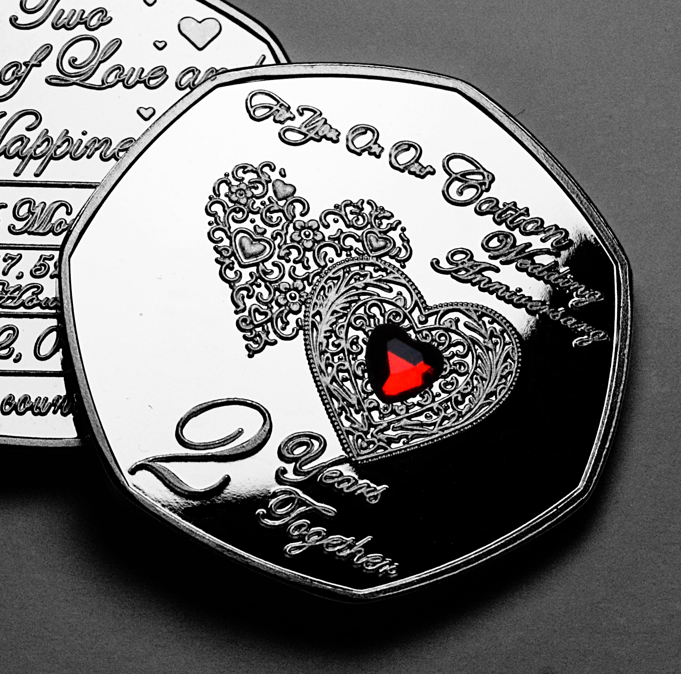 The Commemorative Coin Company Silver For You On Our Second 'Cotton' Wedding Anniversary Commemorative. Red Gem. Gift/Present. 2 Years Gift For Husband/Wife 2Nd Anniversary