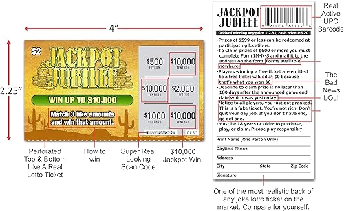 Miniatura 5 de Larkmo Boletos de lotería de broma broma - 10 boletos en total, todos el mismo diseño, estas tarjetas rasca de boleto de lotería se ven súper reales