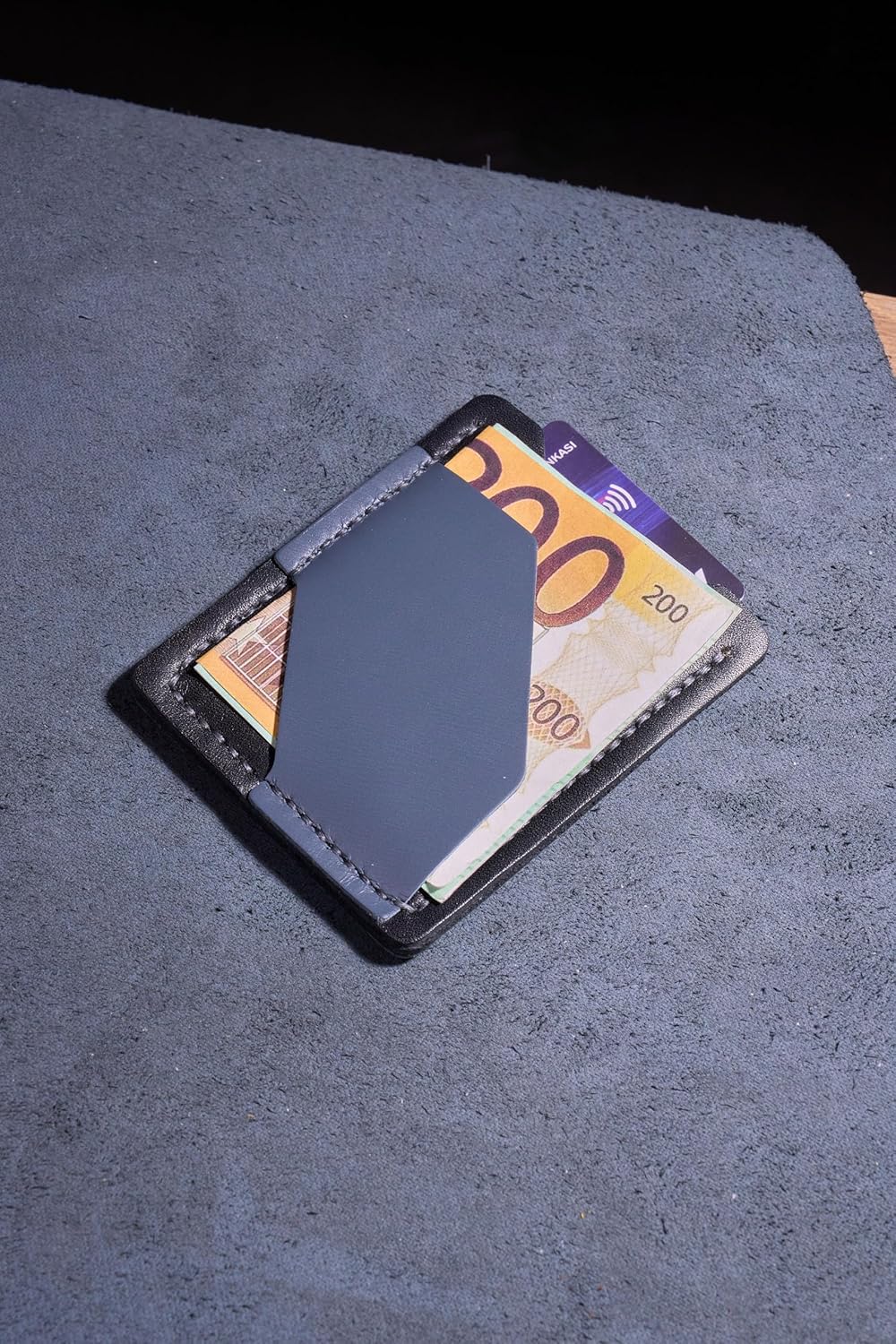 Handmade Minimalist 100% Genuine Leather Card Holder Slim No Machine Artisan Craft Cash Area Durable Everyday Carry Card Holder Elegant Durable for Work, Travel, Carry, Gift For Everyone (Gray Black) - Image 8