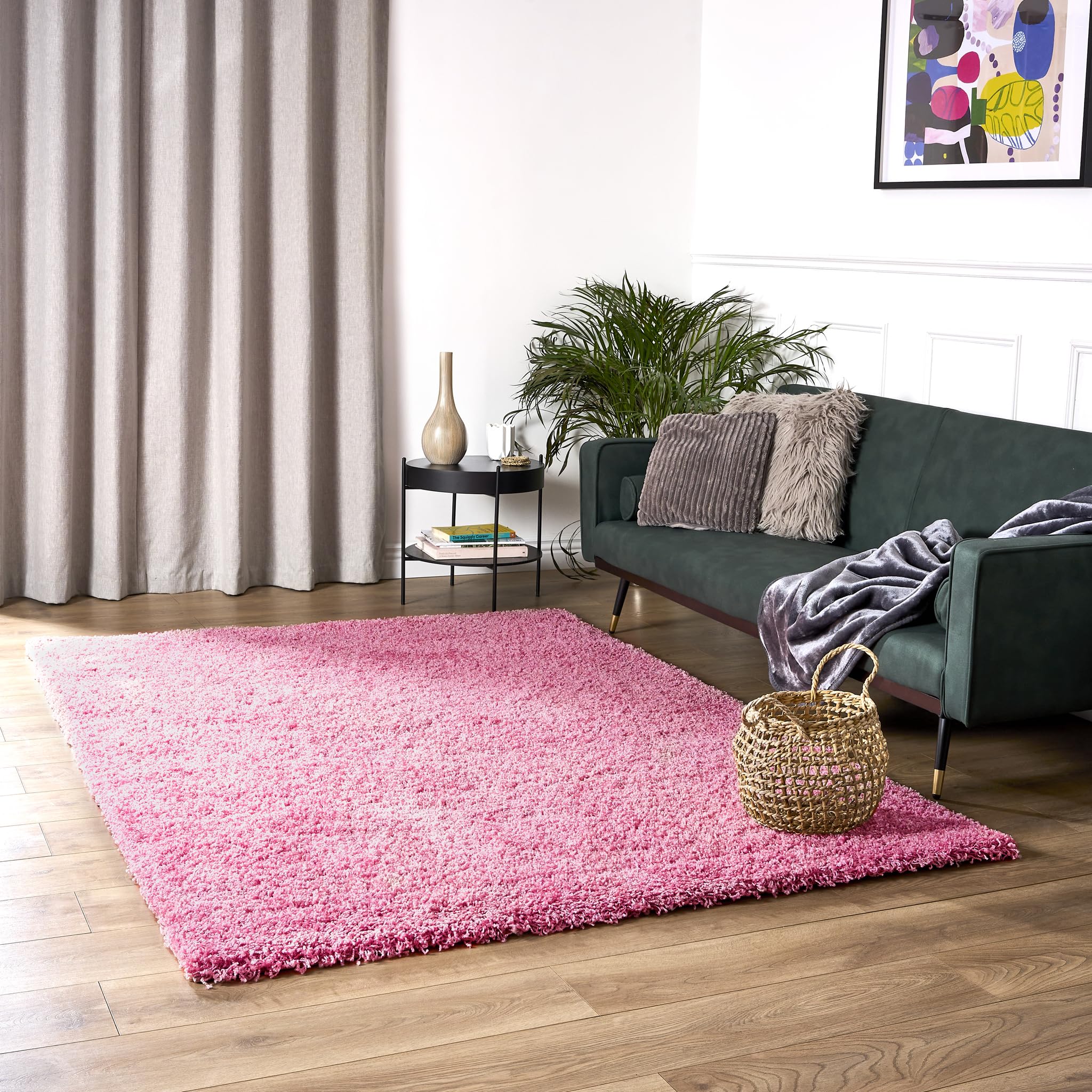 Bravich Navy Blue Shaggy Rug 80 x 150cm (2'7" x 4'11") 5cm Pile Medium Thick Fluffy Living Room Hessian Backed Washable — view 26