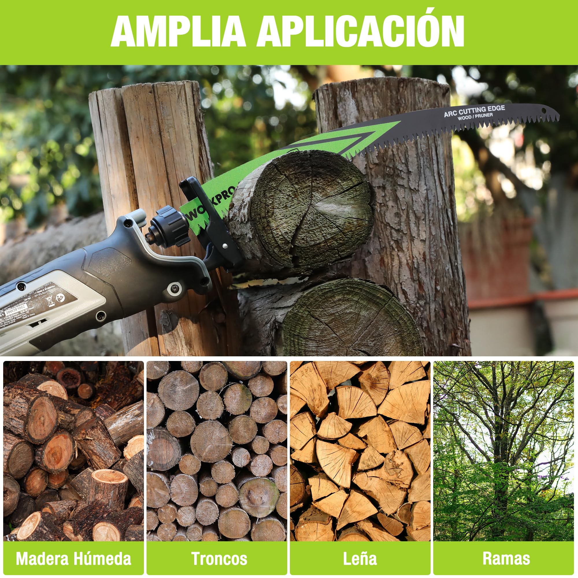WORKPRO 5-Piezas Hojas de Sierra de Sable, Cuchillas de Sierra de Cr-V para Poda de Madera, Hojas de Sierra para Cortar Ramas, Hojas de 38cm, 6TPI, Compatible con la Mayoría de las Sierras de Sable