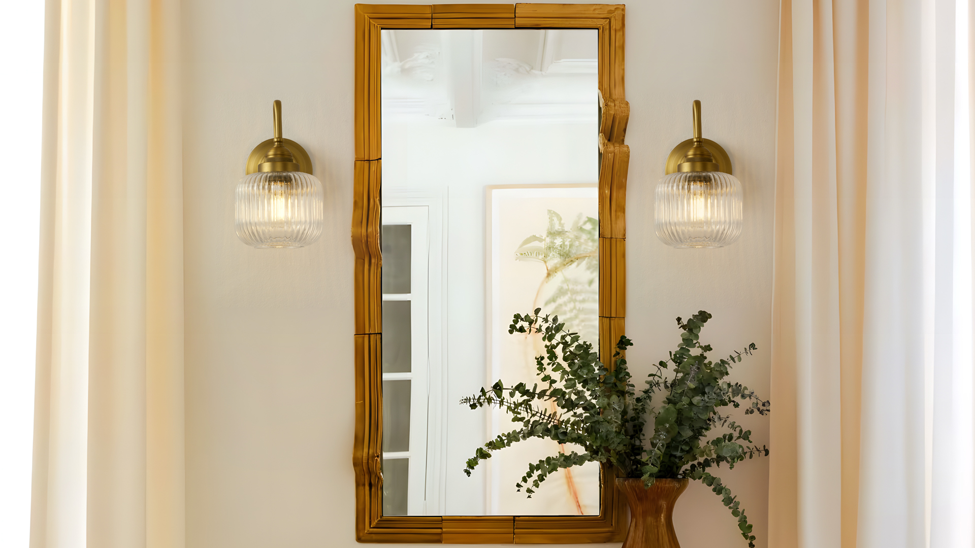 Image of Vintage Industrial Wall Sconce Lighting with Clear Striped Glass Shade, Hardwired Wall Vanity Light Fixture for Bathroom Kitchen Living Room Bedroom Hallway