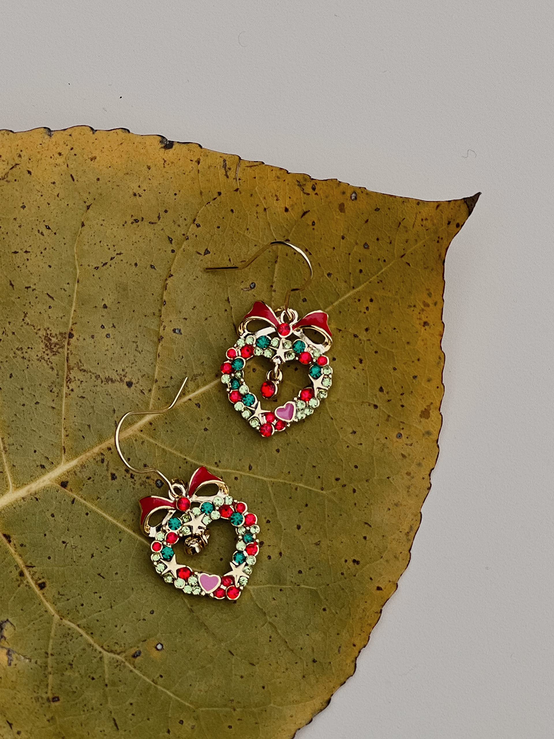 Xmas Earrings 18K Gold Plated CZ Rhinestone Christmas Drop Earrings Fishhook Fashion Jewellery for Women Girls - Image 4