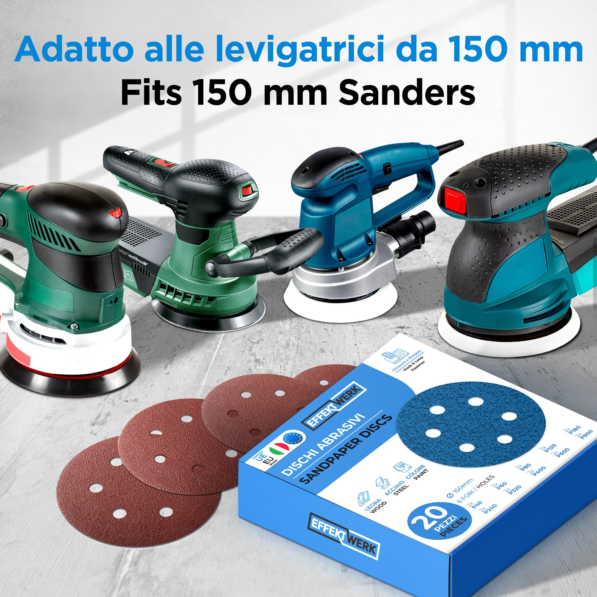 120 Dischi Abrasivi EffektWerk 150mm - Grana 40-800 | Per Levigatrici Orbitali, Con 6 Fori - Foto 11