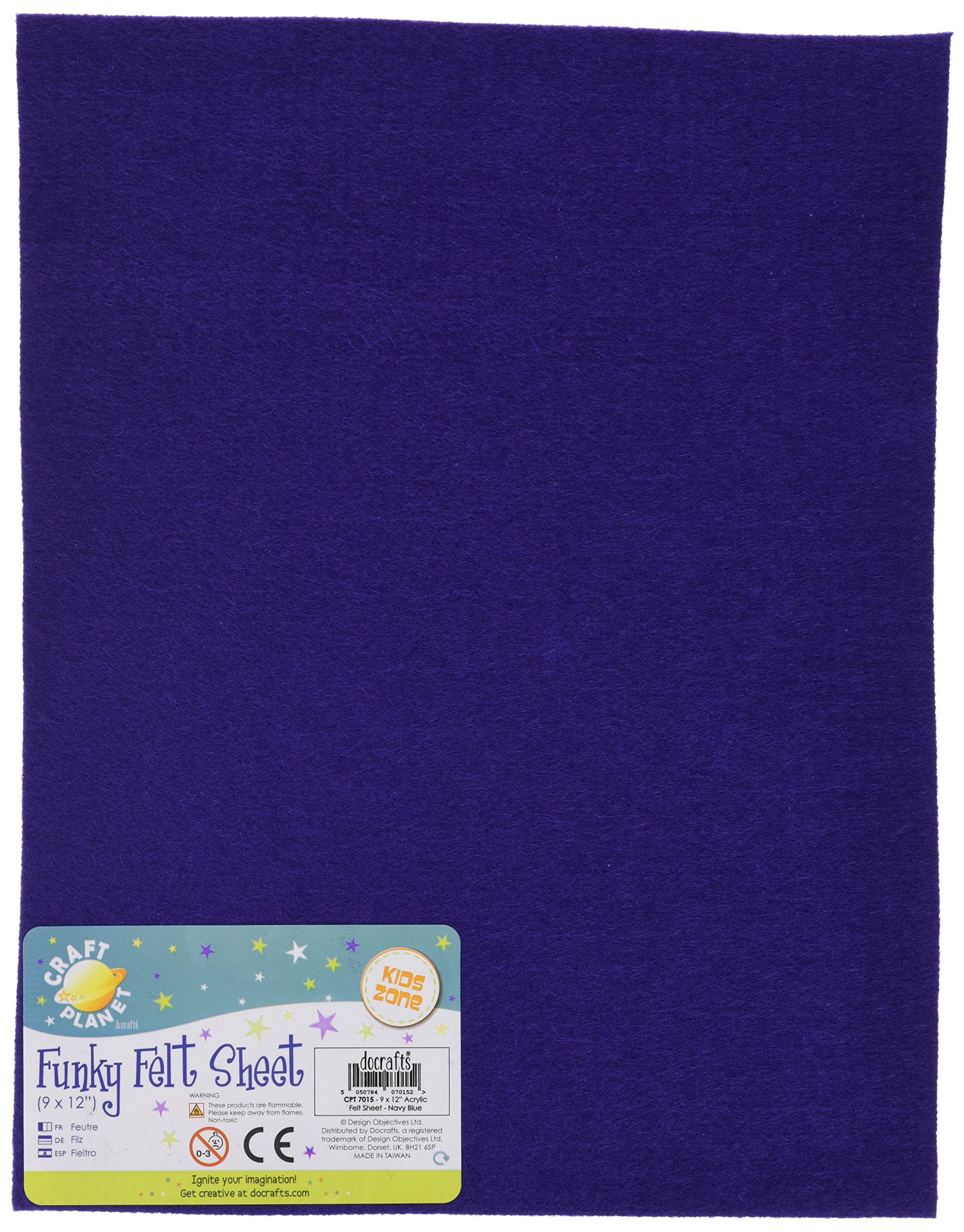 Craft Planet 9 x 12" Acrylic Felt, Navy Blue, Craft Felt Sheets, Coloured Square Sheets, Felt Crafting Fabric, Stick With Glue Adhesive Pritt Stick, Felt Crafting Fabric For Sewing, Patchwork, Craft