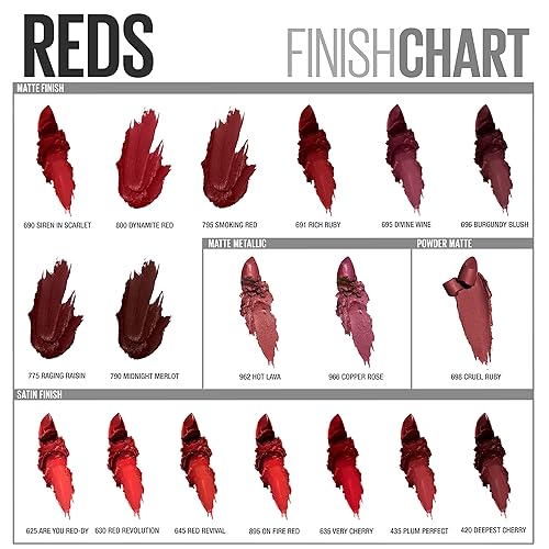 Miniatura 6 de Maybelline New York Color Sensational - Lápiz labial en polvo mate, cruel Ruby, 0.15 onzas, paquete de 1