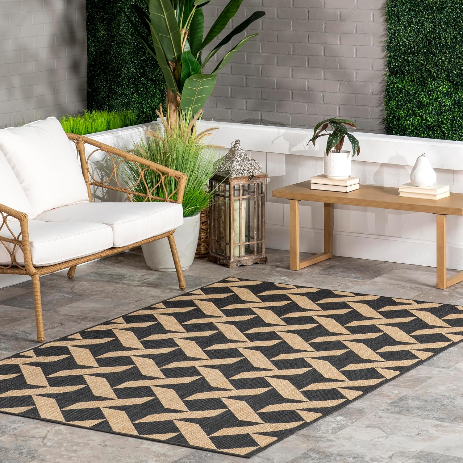 nuLOOM 8' x 10' Outdoor Performance Area Rug, Stain Resistant, Weather Resistant, High Traffic, Patio, Balcony, Outside, Dark Grey