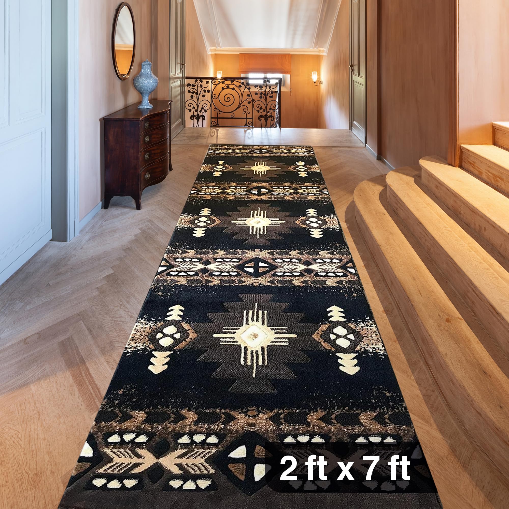 YHSF Southwest Native American Area Rug – Thick, Soft, Durable & Easy to Maintenance Tribal Design Boho Rug– Ideal for Bedroom, Living Room & Hallway