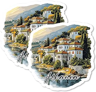 Albania Magnet 4 Inch 2-Pack Balkan Country – Strong Vinyl Decorative Travel Magnets for Fridge Locker Kitchen Office – Cute Fun Aesthetic Cool Durable & Long-Lasting Souvenir ID44999
