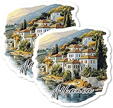Albania Magnet 4 Inch 2-Pack Balkan Country – Strong Vinyl Decorative Travel Magnets for Fridge Locker Kitchen Office – Cute Fun Aesthetic Cool Durable & Long-Lasting Souvenir ID44999