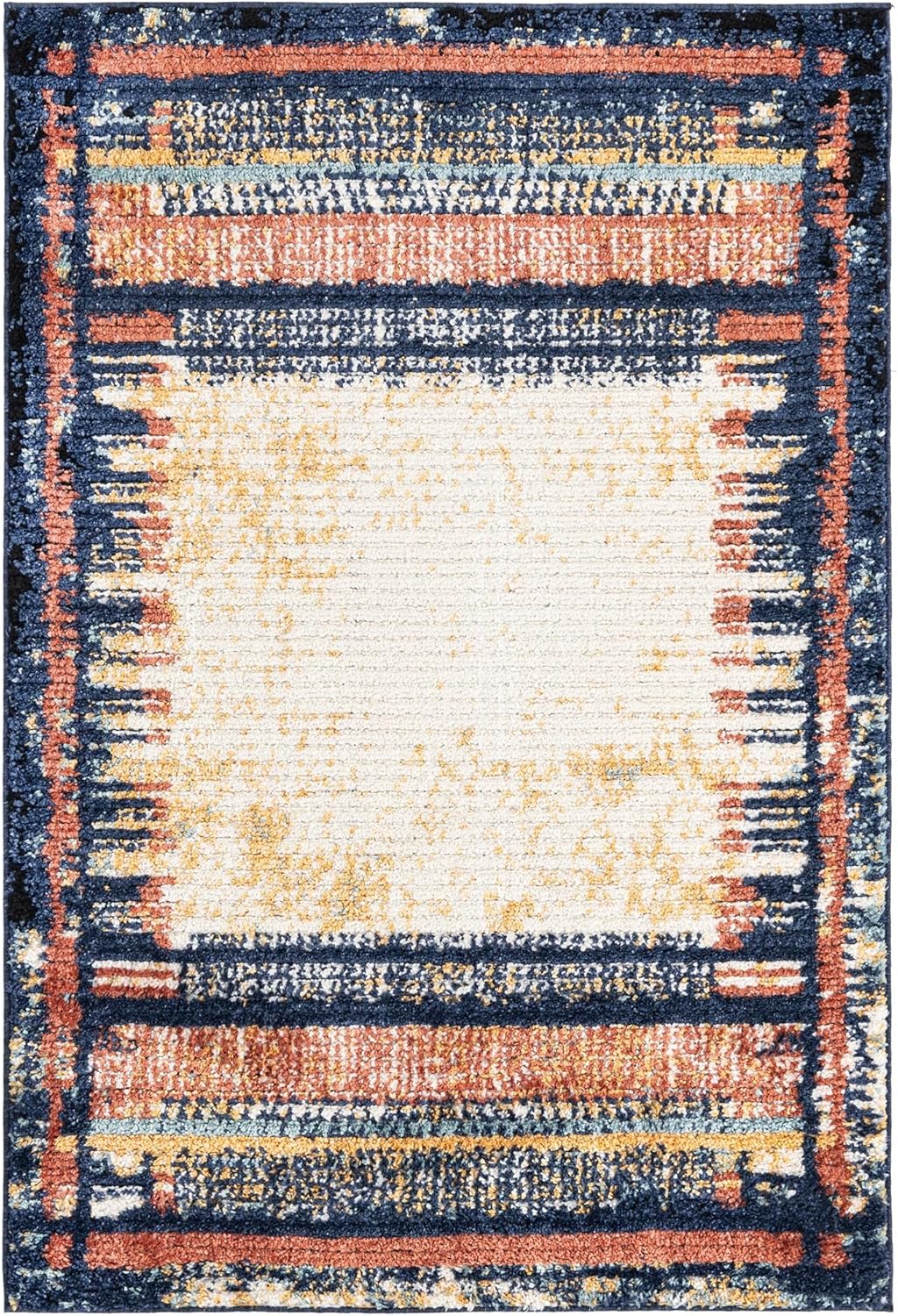 Rugs.com Tagine Collection Rug – 6' x 9' Black and White Medium-Pile Rug Perfect for Living Rooms, Kitchens, Entryways