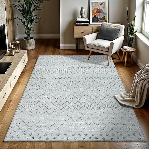 GLN Rugs Alfombra de área resistente a las manchas, lavable a máquina, estilo vintage, persa bohemio, envejecida, parte trasera antideslizante,