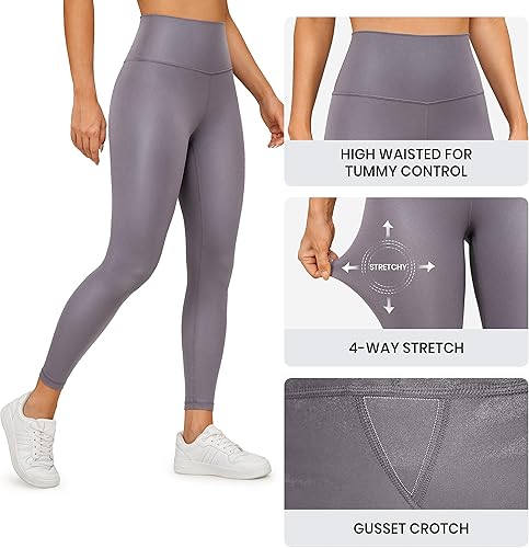 Miniatura 4 de CRZ YOGA Butterluxe Matte Faux Leather Leggings for Women 25" - High Waisted Stretch Ankle Leather Pants Pleather Tights