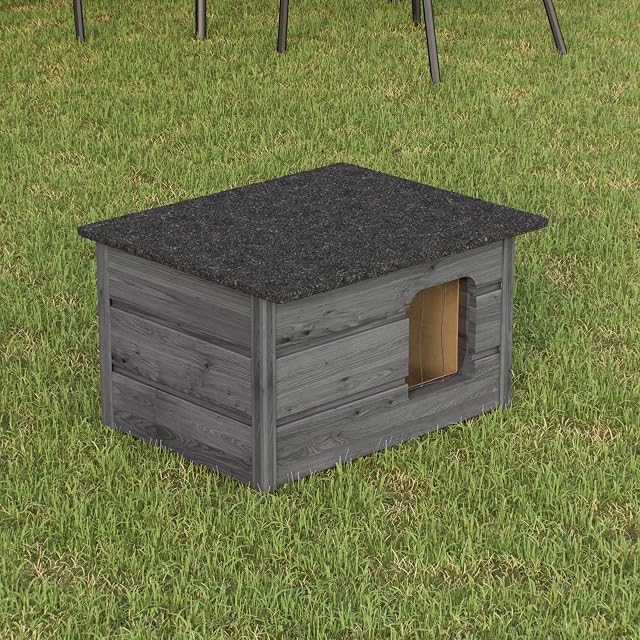 Foto 2 de 8 de Caseta para gatos, cueva para gatos, para exterior, resistente al agua, aislada, de madera