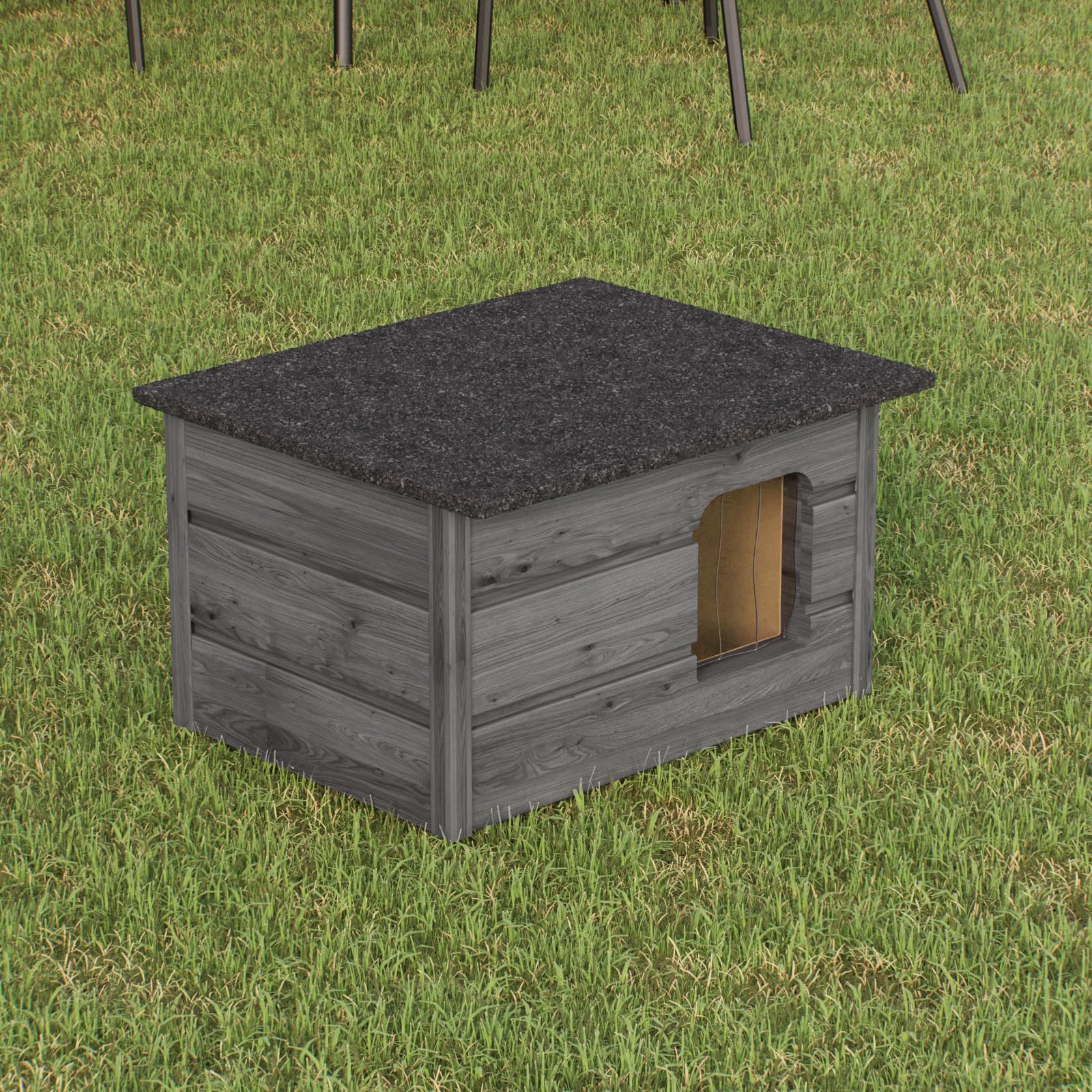 Caseta para gatos, cueva para gatos, para exterior, resistente al agua, aislada, de madera, cartón (gris #E08579)