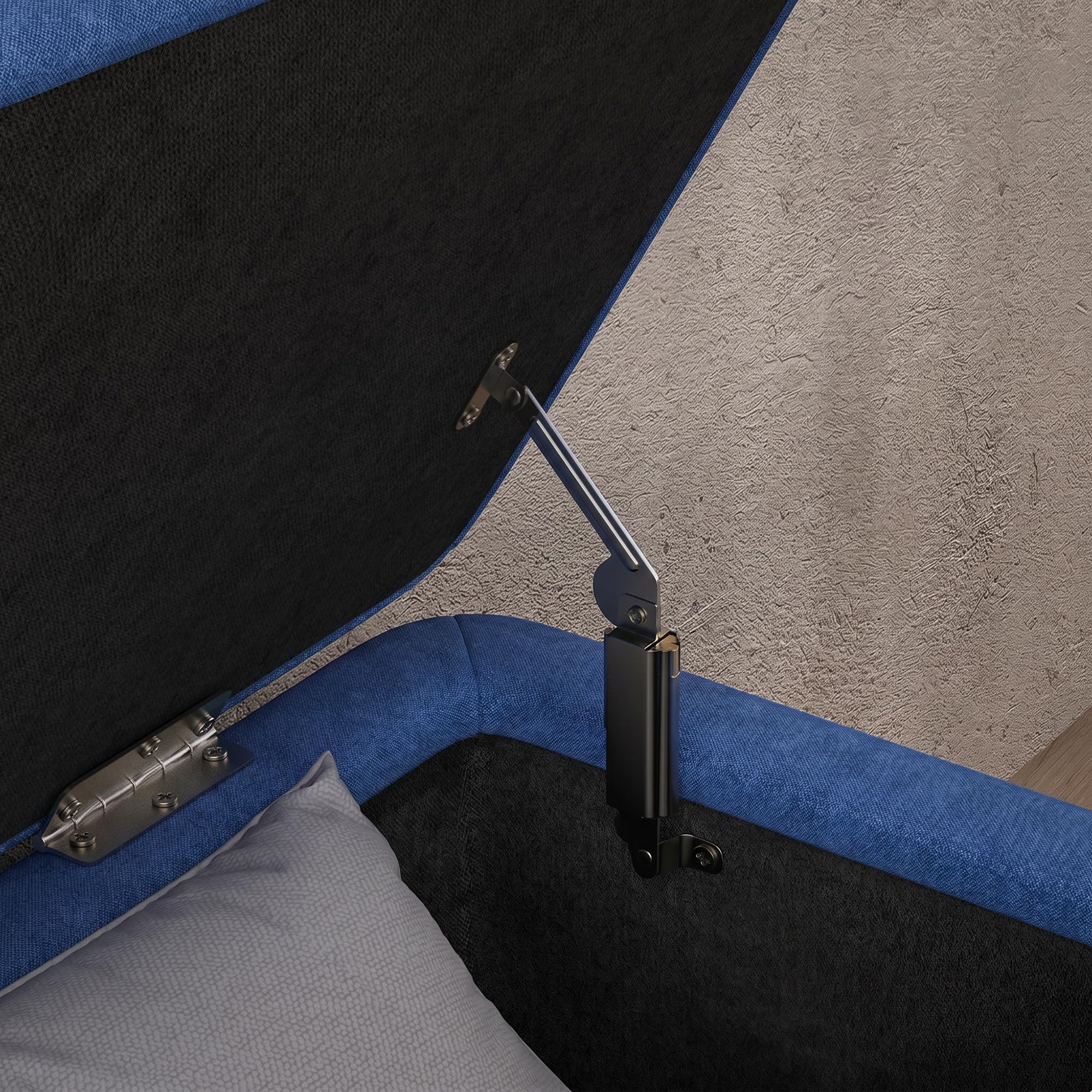 HOMCOM Panca Contenitore Rettangolare con Seduta Imbottita e Gambe in Acciaio, Pouf Poggiapiedi in Tessuto Effetto Lino per Camera da Letto e Soggiorno, 102x40x44 cm, Blu Scuro