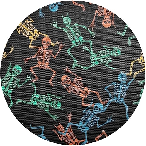 Skeletons Black Table Placemats, Heat Resistant Non Slip PVC Placemats Round for Kitchen one sizex4