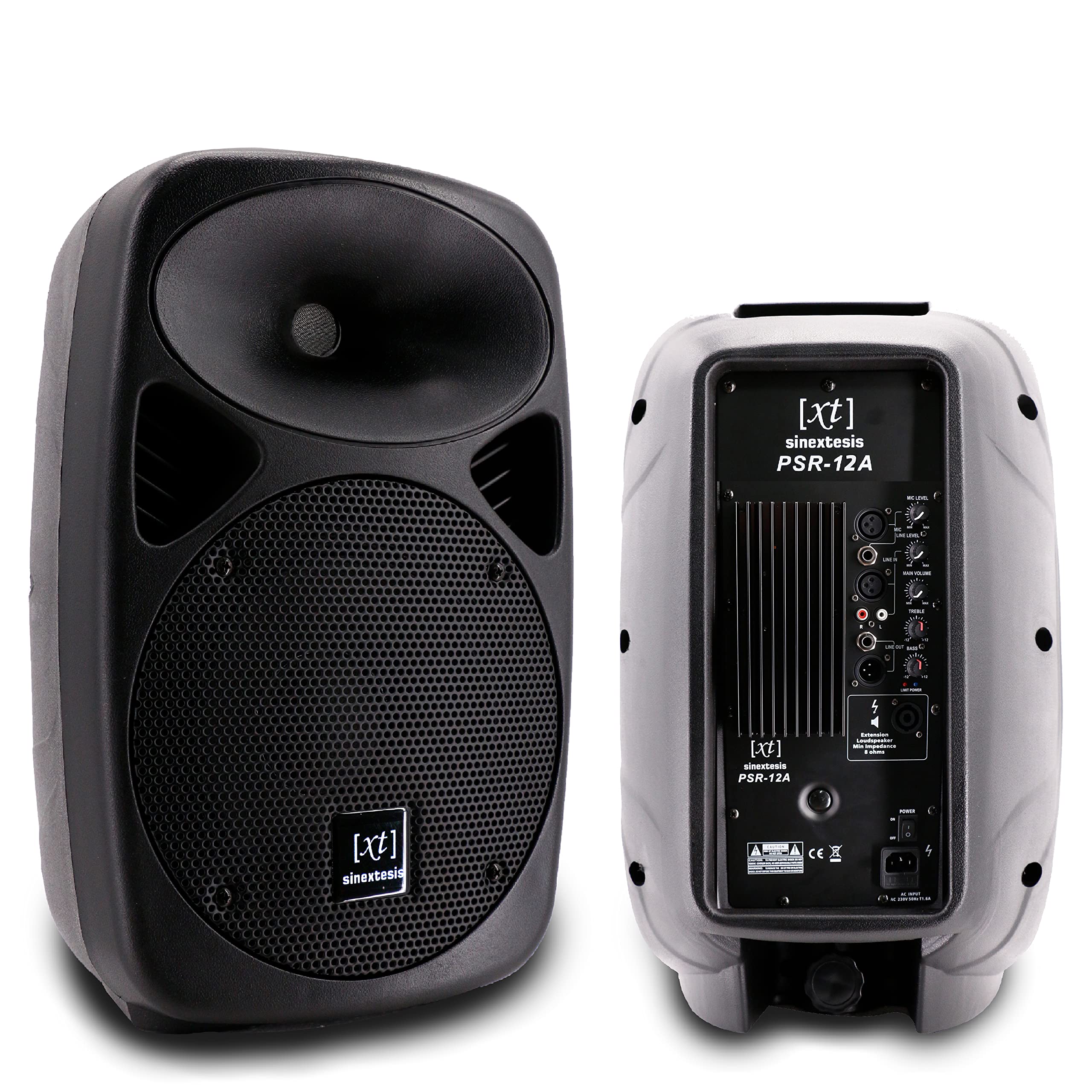 Impianto Audio Acustico con Coppia Altoparlanti Casse Attive Amplificate 800W con Woofer da 12" con Coppia di Stativi Aste e 2 Cavi XLR da 5 mt.