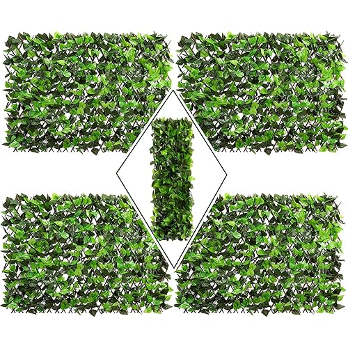 DOEWORKS Expandable Fence Privacy Screen for Balcony Patio Outdoor, 4PCS Faux Ivy Fencing Panel for Backdrop Garden Backyard Home Decorations