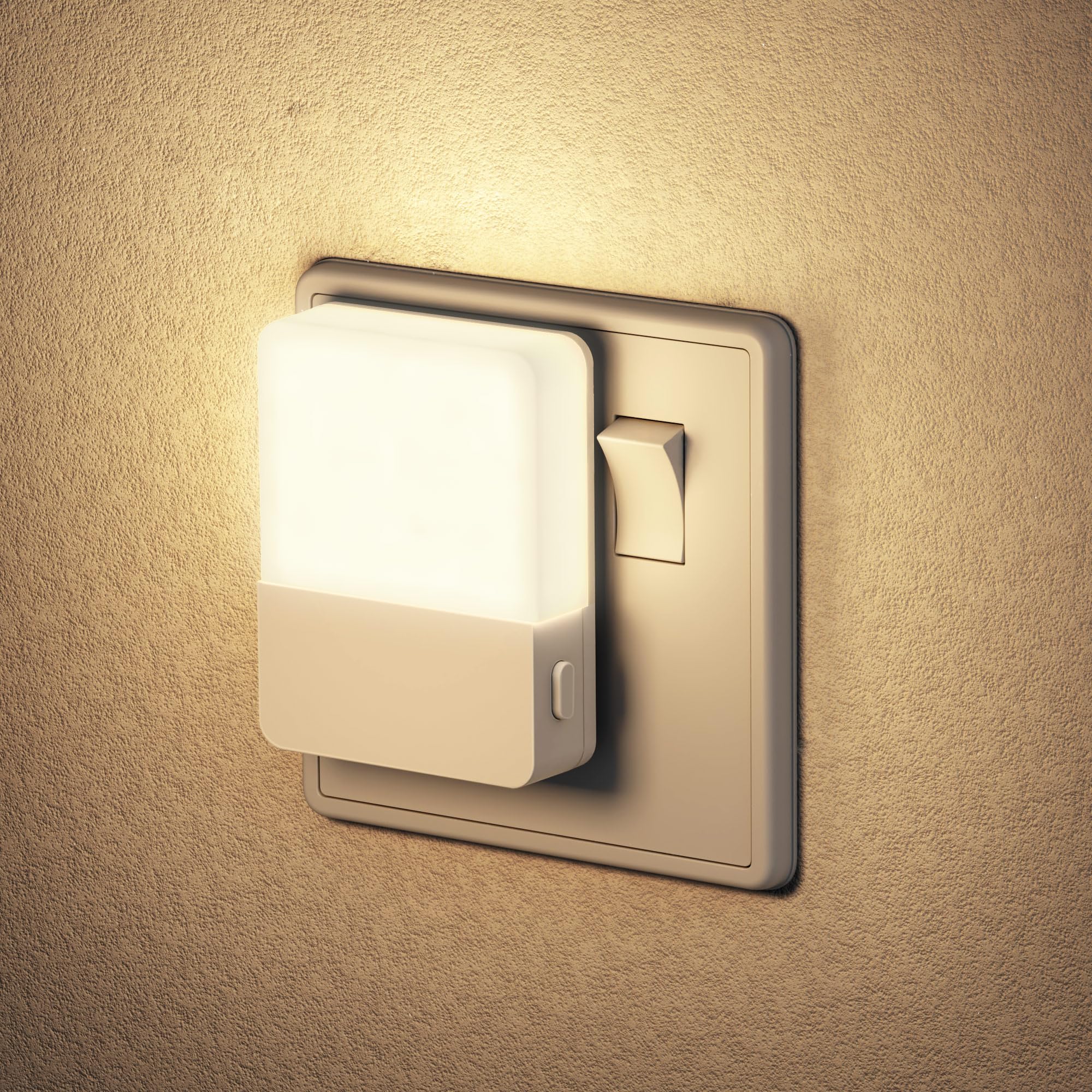 JandCase Night Light Plug in Wall 2 Pack, Dusk to Dawn Sensor, Brightness Adjustable, 3000K Warm White