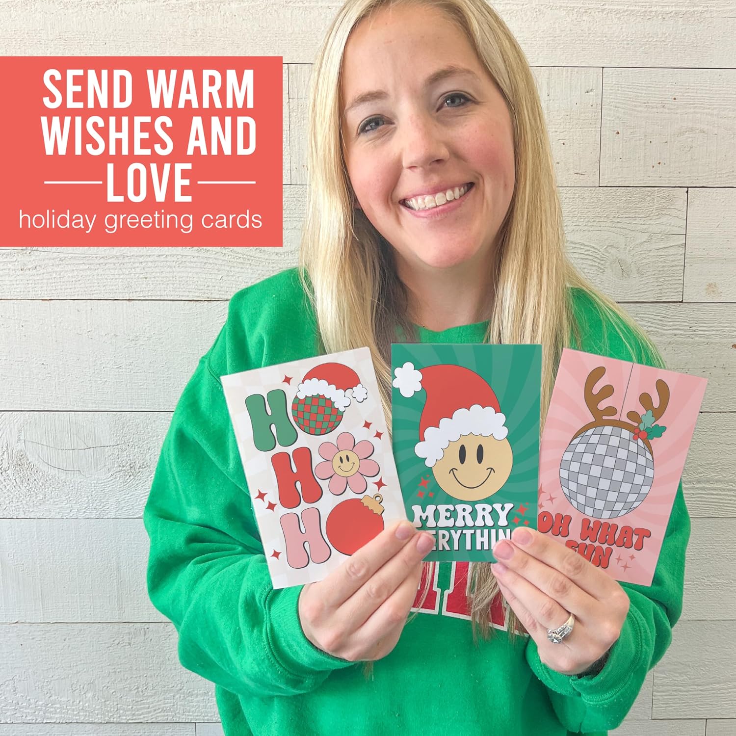 Hadley Designs Blank Christmas Cards With Envelopes - 24 Winter Holiday Cards With Envelopes, Business Happy Holidays Card Bulk, Retro Seasons Greeting Card for Family & Friends, Designed in USA - Image 7