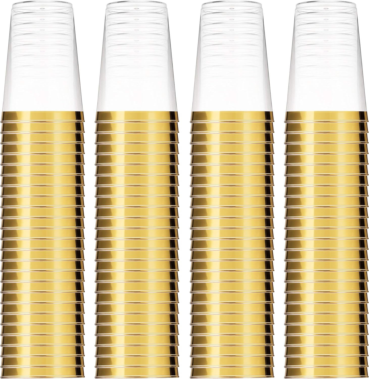 Munfix Gold Plastic Cups - 16 Oz Clear Tumblers with Gold Rim - Elegant Disposable Wedding & Party Cups - Image 8