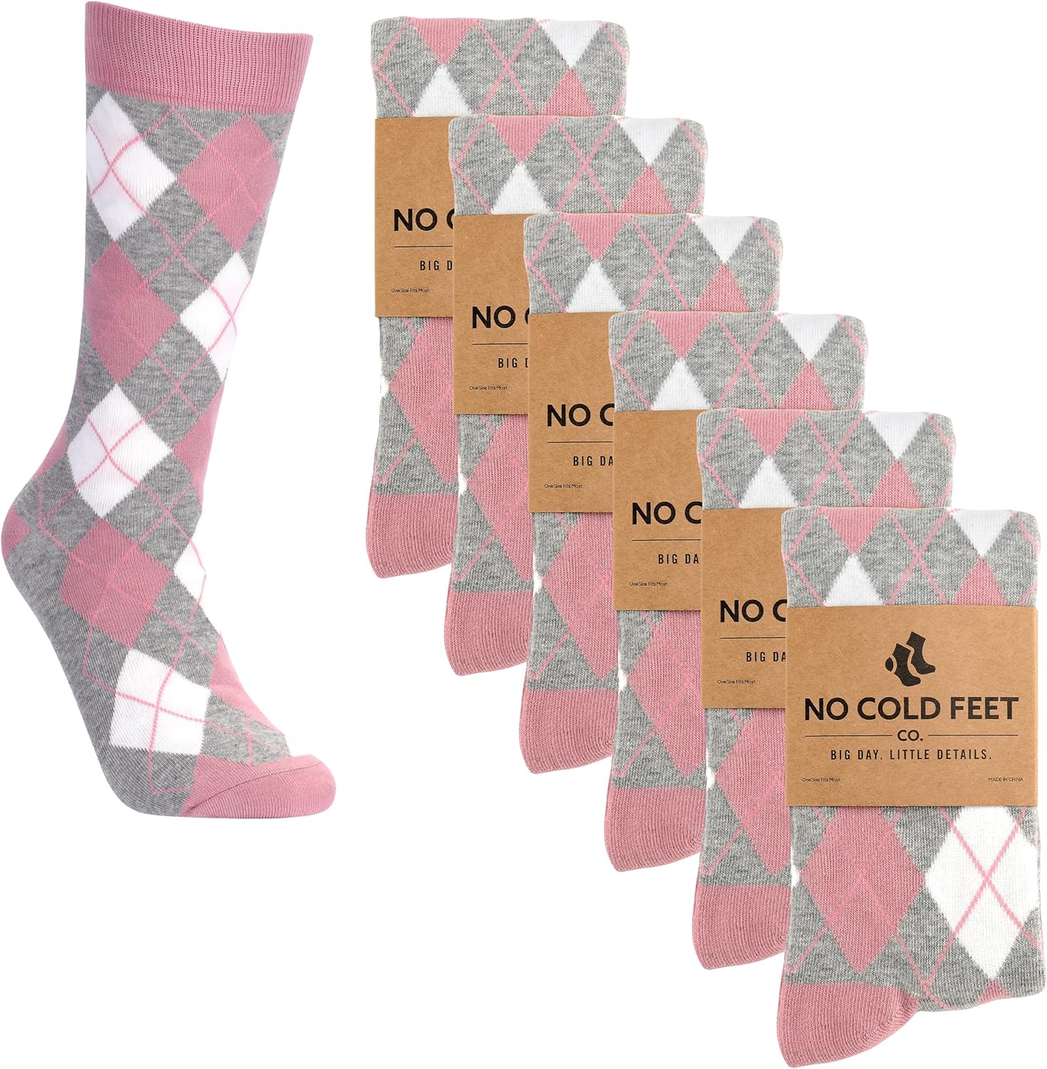 No Cold Feet Men’s Pink Dress Socks – Classic Soft Crew Dress Socks, All-Day Comfort for Work, Business or Weddings