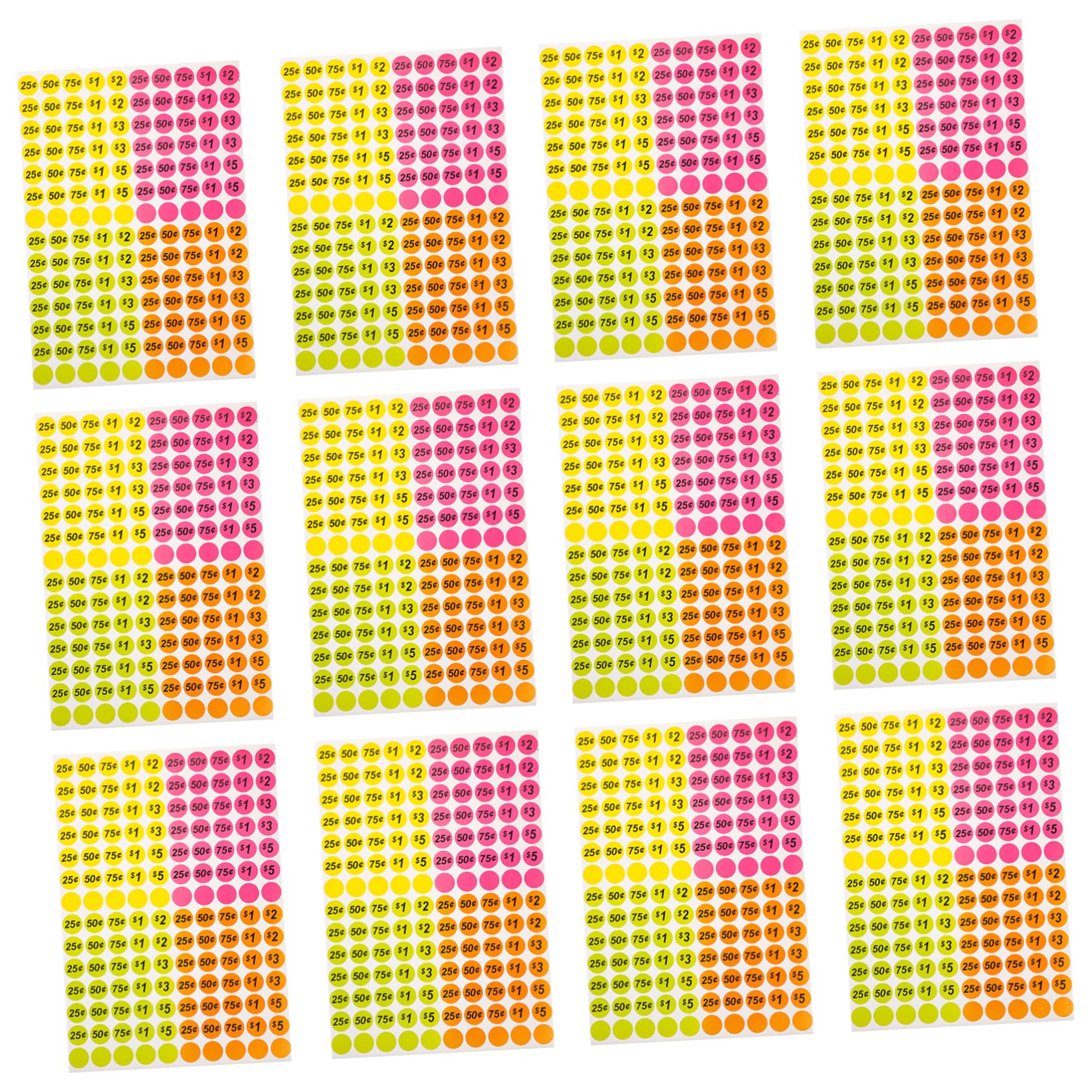 ERINGOGO 25Sheets Stickers Label Stickers for Supermarket Garage and Retail Pricing Adhesive Numeric Labels for Euro Pricing