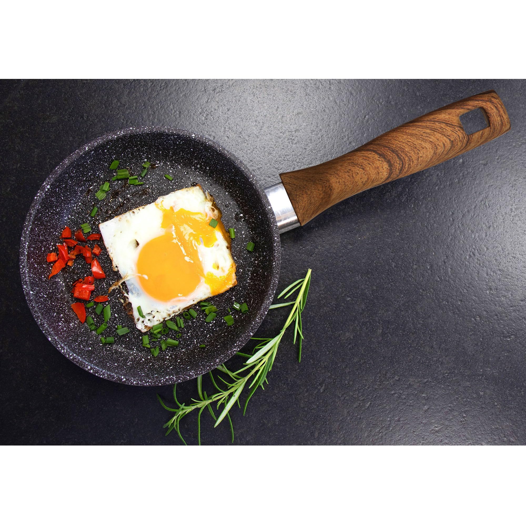 STONELINE “Back to Nature” - Padella antiaderente con vere particelle di pietra, 16 cm, adatta a tutti i piani cottura inclusi quelli ad induzione, cottura senza grassi