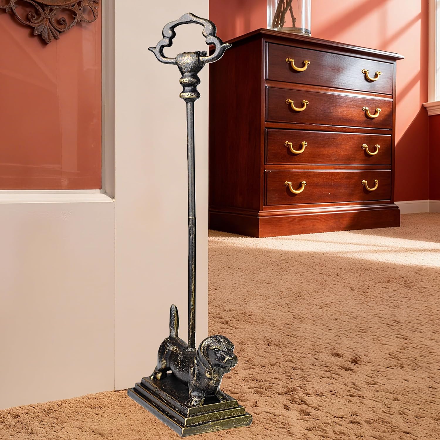 Door Stoppers for Bottom of Door Cast Iron Decorative Door Stop Wedge Metal Doorstops (Vintage Dog)