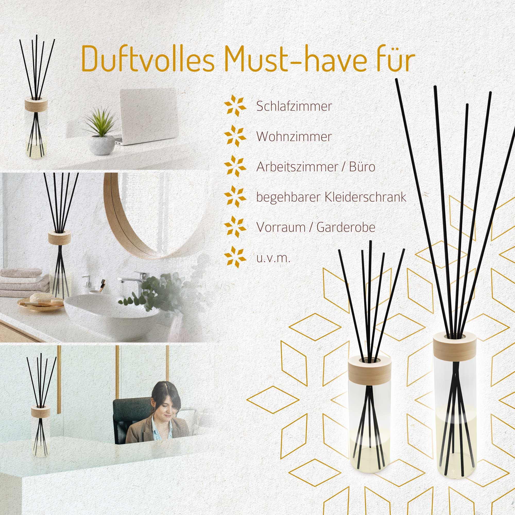 ZirbenDiffuserl Set 1000 ml + Wohlfühlerl 500 ml I Natürliche Raumbeduftung I Raumduft Nachfüllung ätherisch I Diffuser Holz Design I Duftöl 100% naturrein I Ideal für jeden Raum