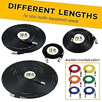 Vista 7 de GLS Audio Cables de conexión de cable de micrófono de 50 pies XLR macho a XLR hembra cables de micrófono negro Cable de serpiente Mike balanceado