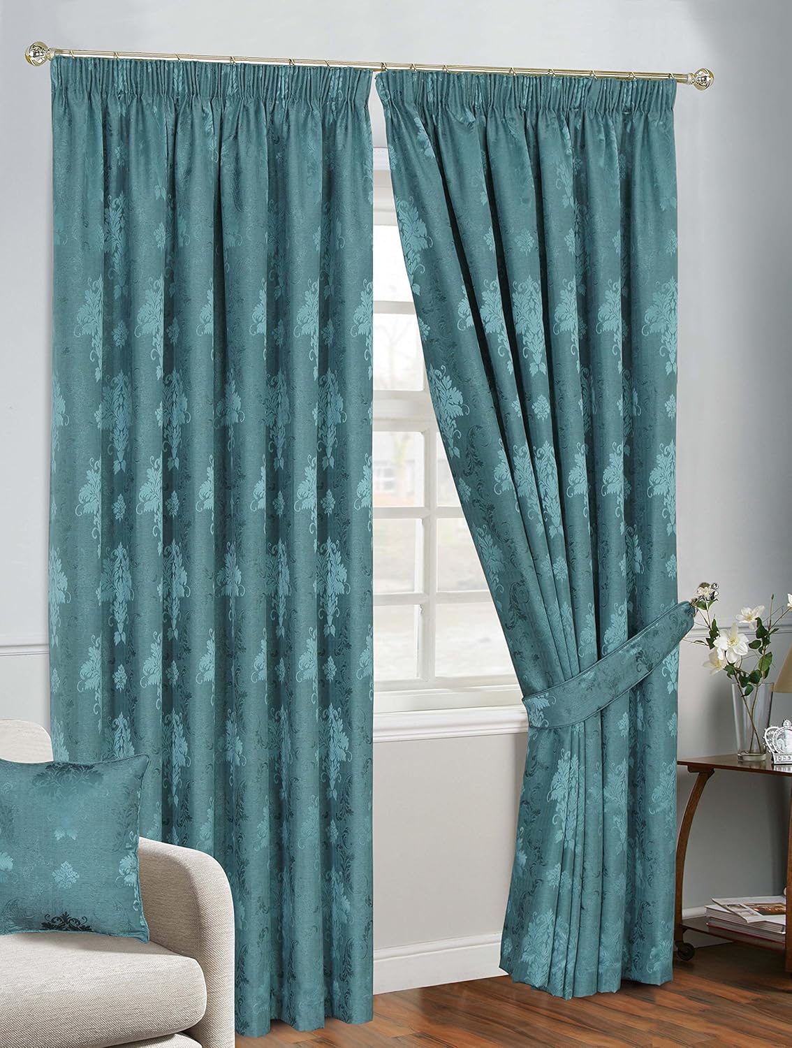Prime Linens Curtains for Living Room Pencil Pleat Jacquard Curtains