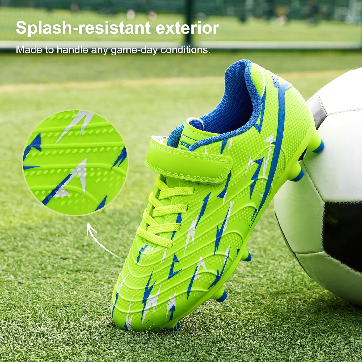 STELLE Boys Girls Soccer Cleats Firm Ground Kids Soccer Shoes Athletic Outdoor Lightning Pattern Football Shoes for Toddler/Little/Big Kid - Image 6