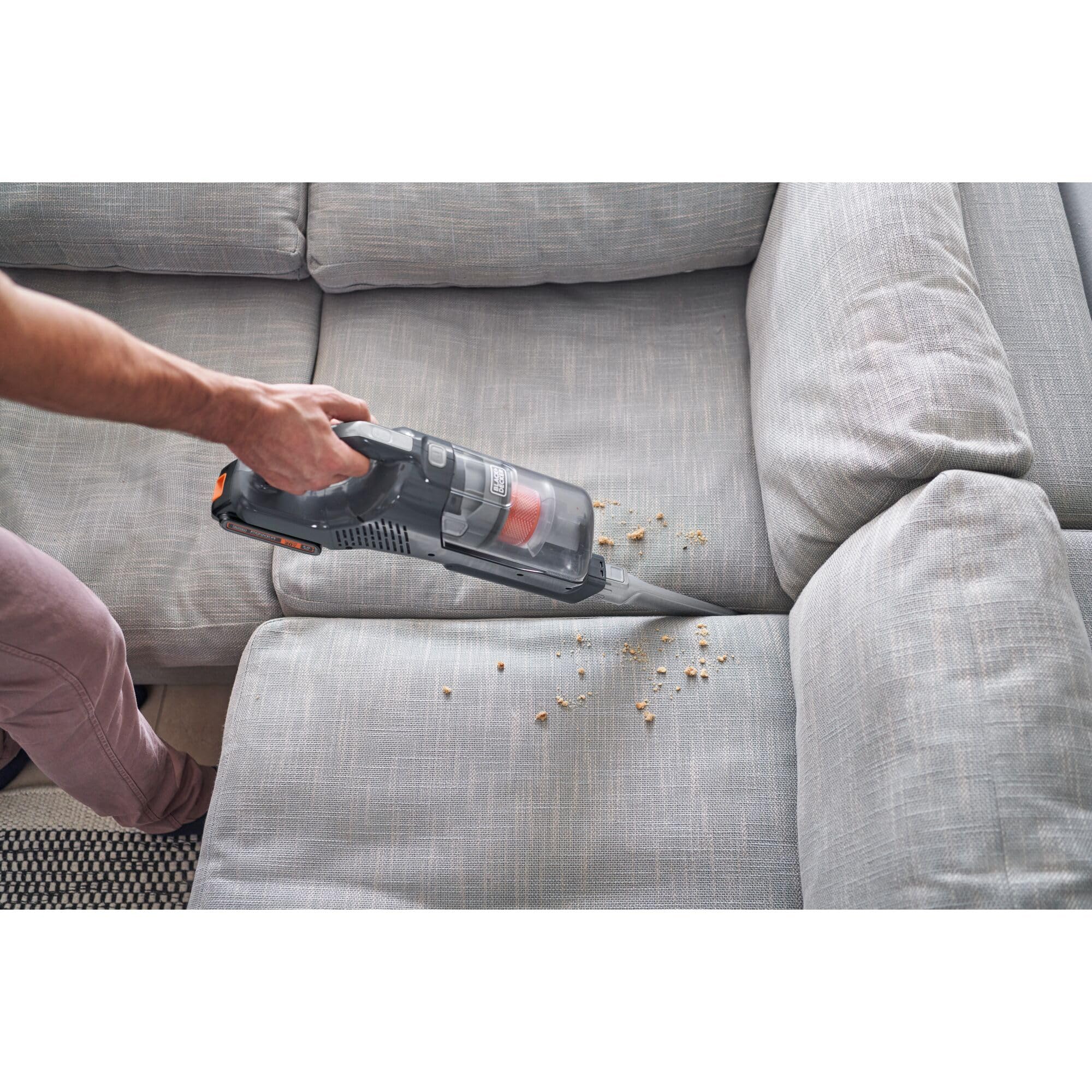 BLACK+DECKER BHFEA18D1-QW Scopa Elettrica Powerseries+ senza Fili Verticale 2 in 1 con Batteria Estraibile a Litio 18 Volt 2 Ah, Titanium