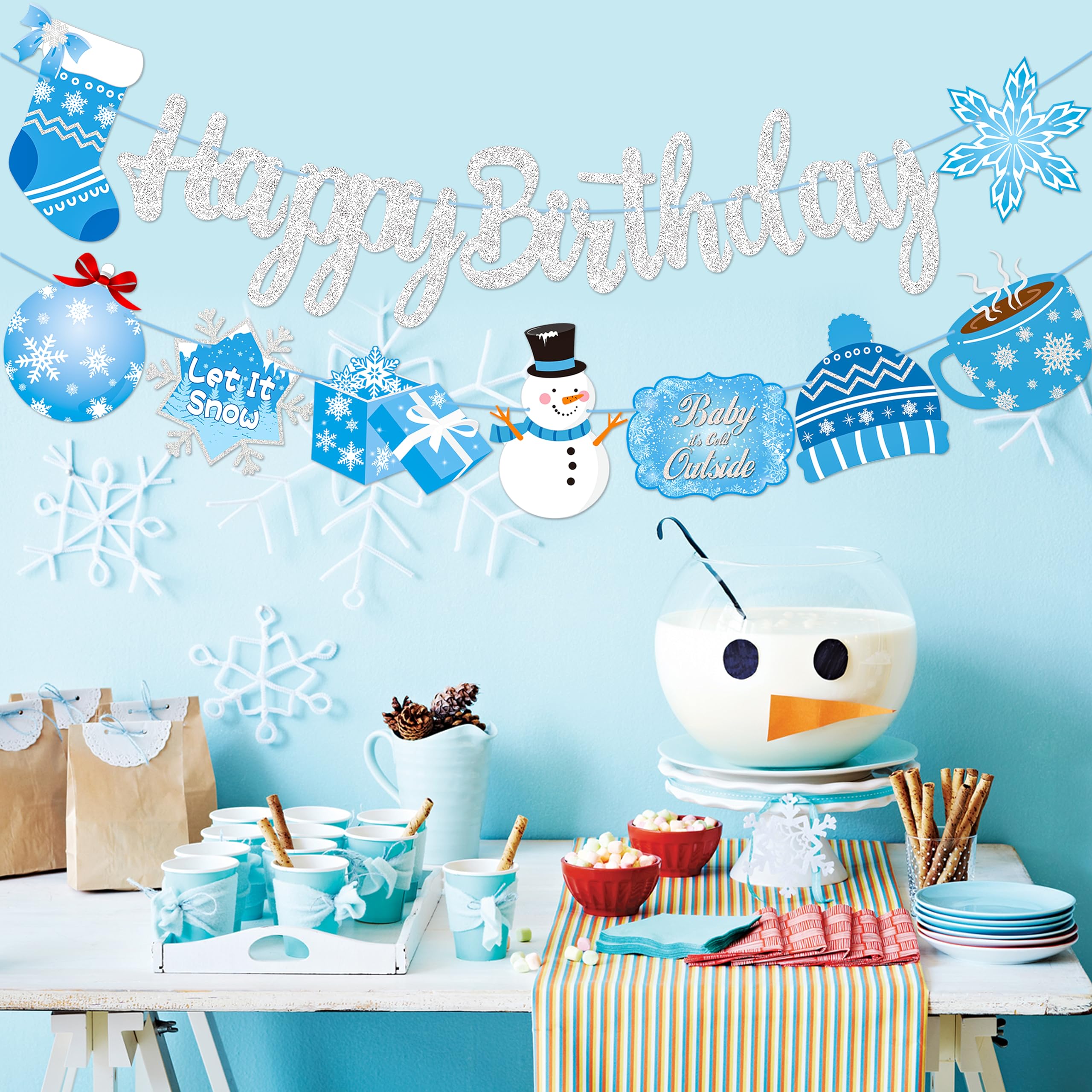 Silver Winter Wonderland Banner Winter Wonderland Snowflake Banner, Winter Wonderland Garland Winter Wonderland Sign For Winter Wonderland Christmas Party Decorations - View #11