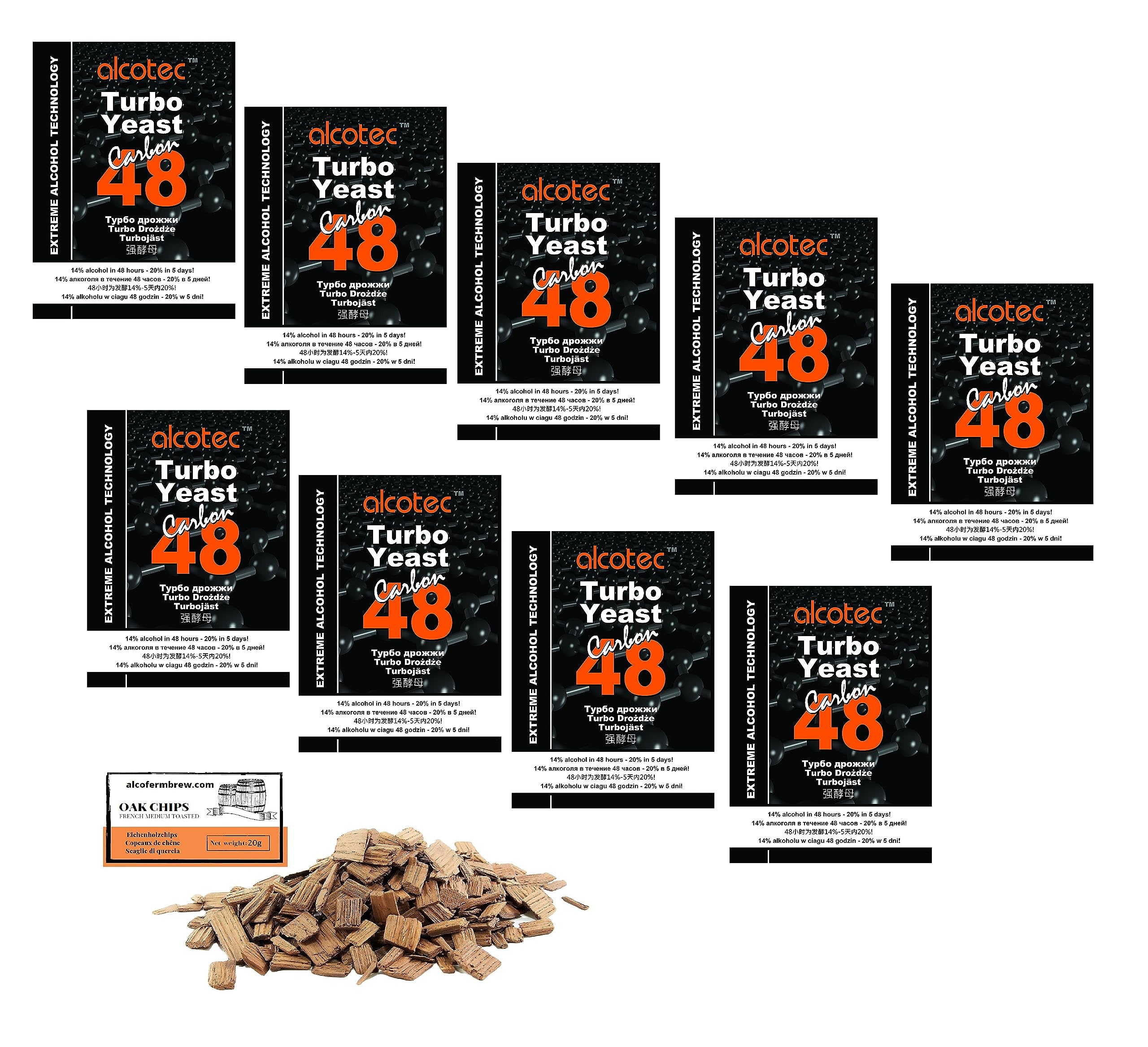 Turbohefe - Alcotec Turbo Yeast 48 + Activated Carbon 175 g, drożdże do fermentacji, drożdże turbo, drożdże do zacieru, drożdże do fermentacji, wódka (9)