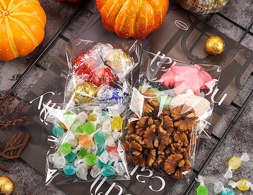 Miniatura 6 de YunKo Paquete de 200 bolsas de celofán autosellantes, bolsas transparentes para galletas para regalo, bolsa para embalaje de galletas, dulces,