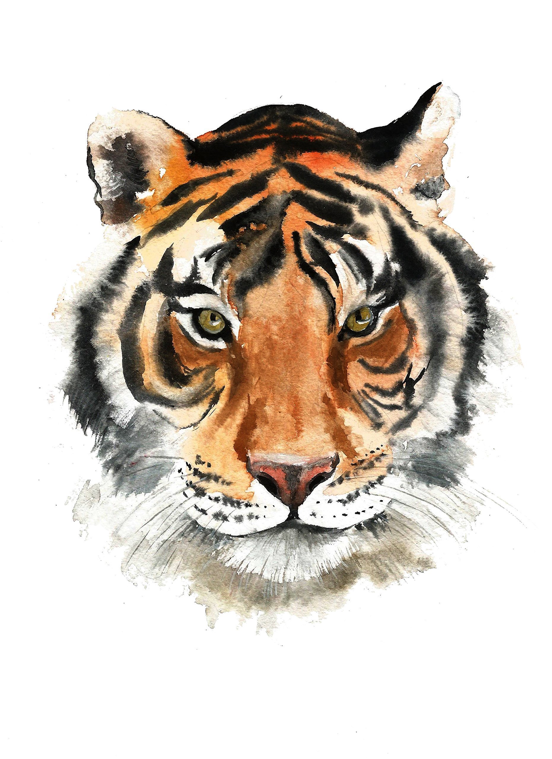 Buy Tiger art A029. Tiger watercolor animal print (8x10). Tiger wall