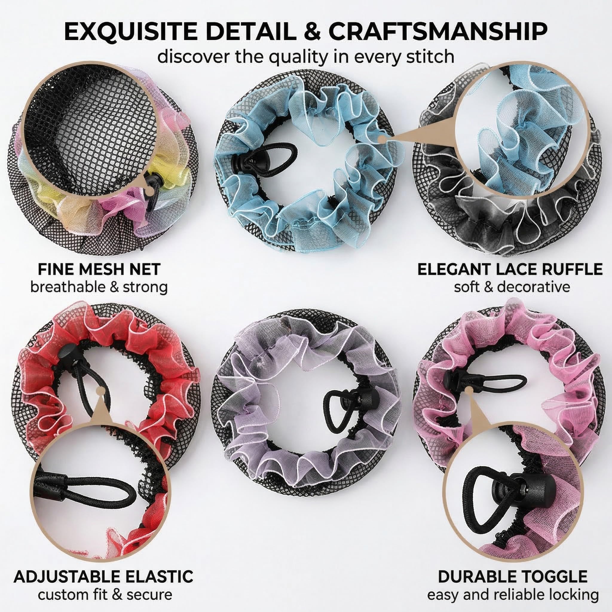 Set 6 Retine Elastiche Per Capelli Bambina Multicolore 1 Unità