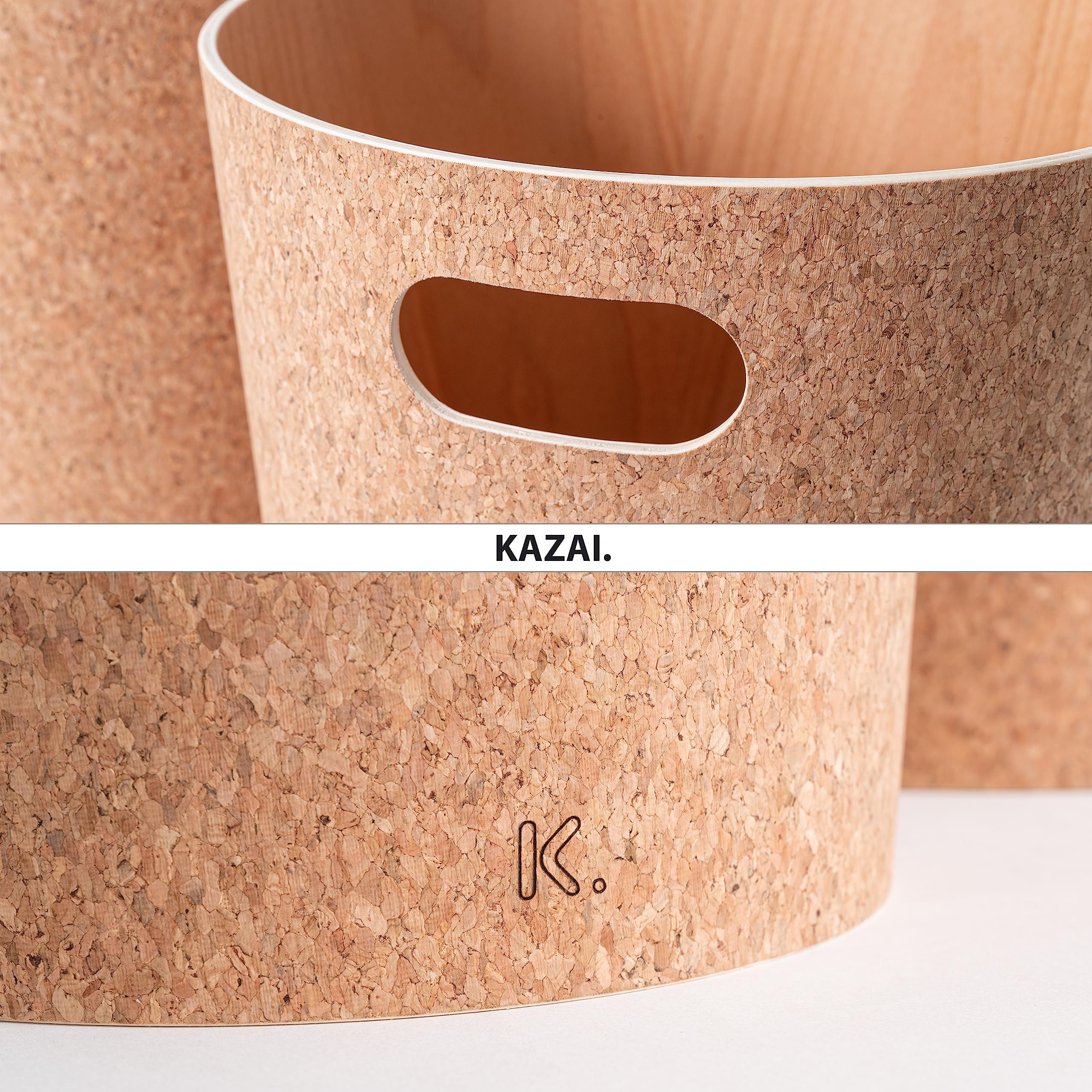 KAZAI. Prawdziwa Drewniana Kosz na Śmieci "Börje" | Nowoczesny Kosz na Papier do Biura, Pokoju Dziecięcego, Sypialni i Nie Tylko | 9 Litrów | Korek (klasyczny)