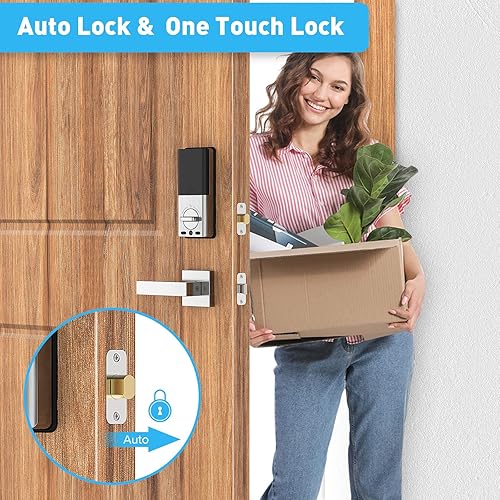 Miniatura 3 de Cerradura inteligente para puerta delantera con juego de asa, cerradura de puerta con teclado de entrada sin llave Miuedo - Cerradura inteligente de