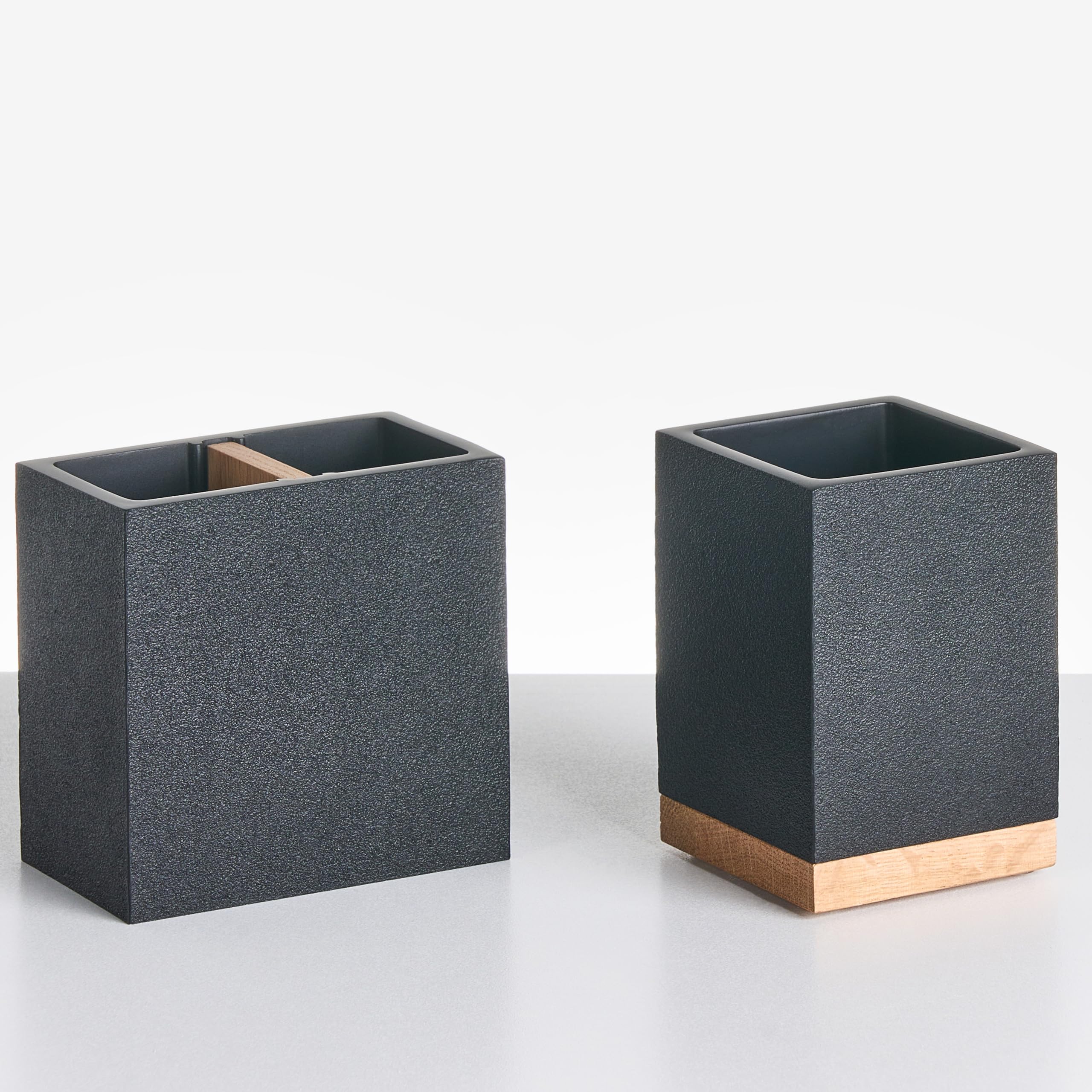 Conjunto de 5 Accesorios de baño jabonera dispensador de jabón escobilla de Inodoro Vaso Soporte para cepillos de Dientes Negro Tapiche