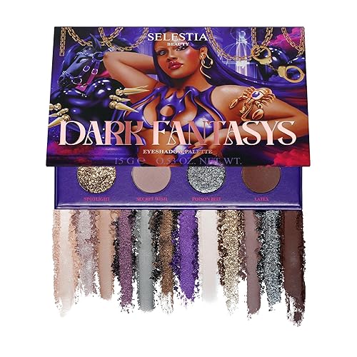 SELESTIA BEAUTY Paleta de sombras de ojos de maquillaje Dark Fantasys - 12 tonos mezclables con acabados mate, brillante, satinado y purpurina -