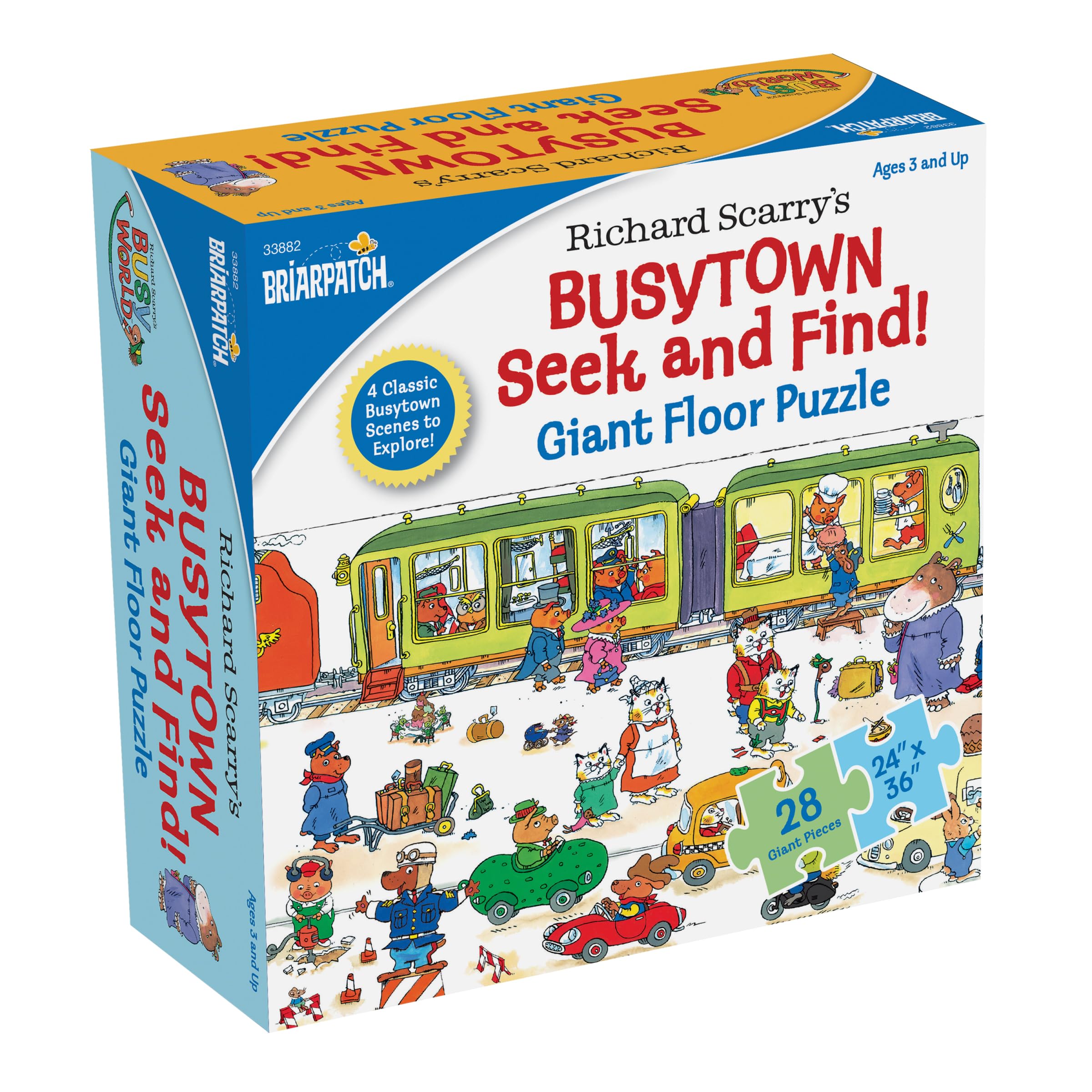 Richard Scarry Busytown Seek and Find Giant Floor Puzzle, Learn by Finding Hidden Items from Four Classic Scenes from Richard Scarry's bestselling Busytown Books, for Ages 3+