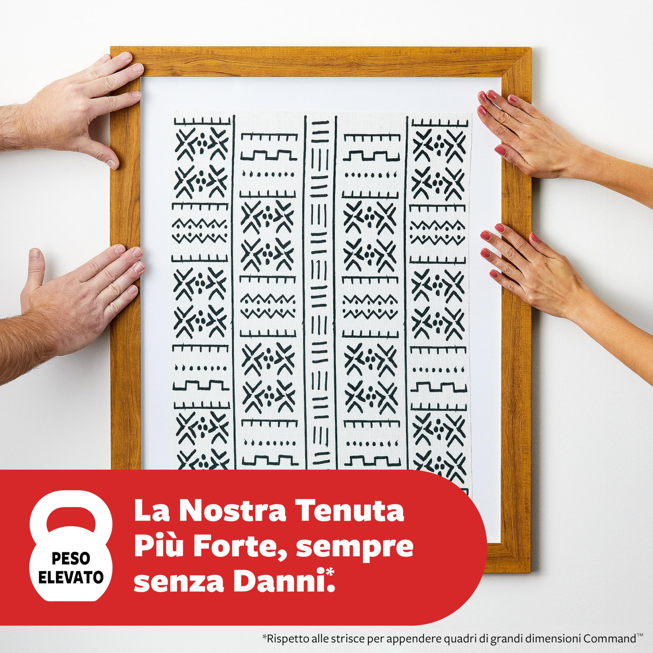 Command Strisce Appendi Quadri Adesive Bianche, 12 Coppie (4 Piccole S + 8 Medie M), per Appendere Quadri, Cornici e Specchi al Muro Senza Chiodi