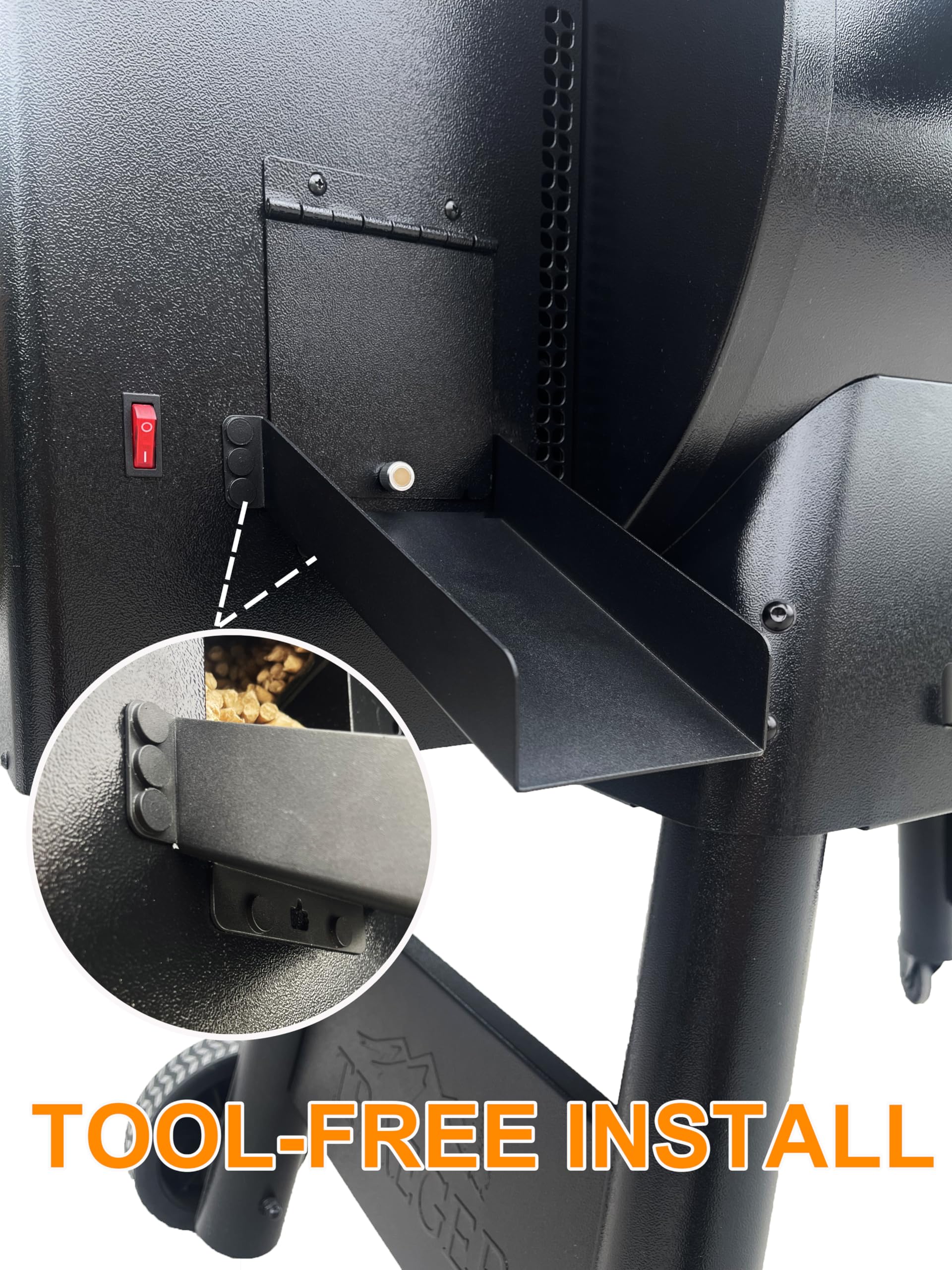 Chutes ayudante magnético para ahumador de pellets: colección de pellets sin esfuerzo, accesorios para parrilla Traeger y Pit Boss, Diapositiva magnética de pellets para vaciar tolvas de parrilla de 5