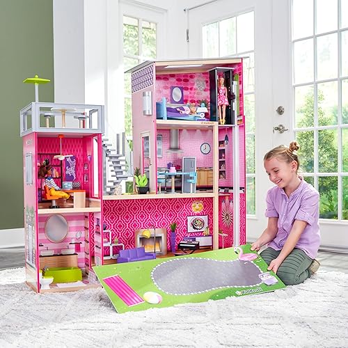 Vista 8 de KidKraft Casa de ciudad para muñecas con muebles para niñas