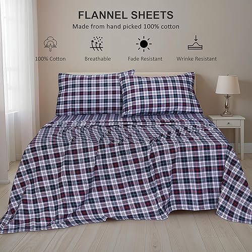 Vista 35 de RUVANTI Sábanas de franela 100% algodón King 4 piezas Celestial Stag Ciervo celestial