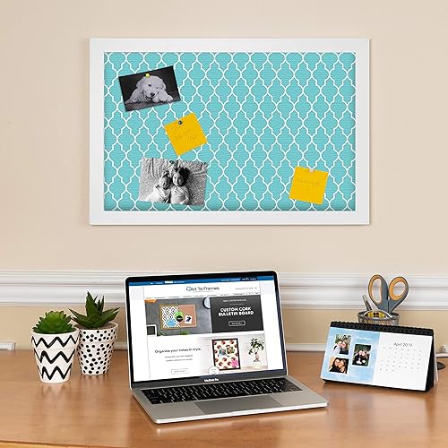 Miniatura 2 de PinPix Tablero de anuncios de corcho personalizado de 30 x 20 pulgadas, tablero de póster de color aguamarina con un tablero de fotos estilo lienzo,